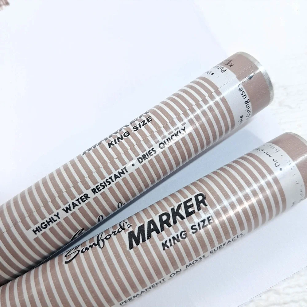 Vintage Sanford's King Size Markers x2 set‎ Black stinky Smelly ink metal WORKS!